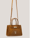 Bolso Satchel Mini Millie piel grabado mostaza oscuro