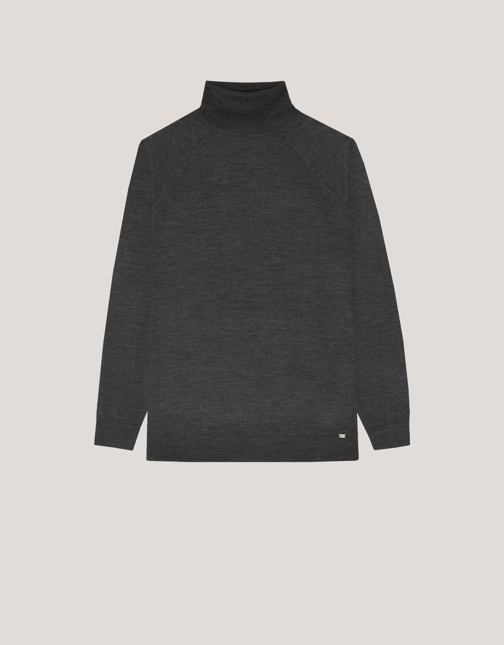 Jersey cuello cisne lana gris melange