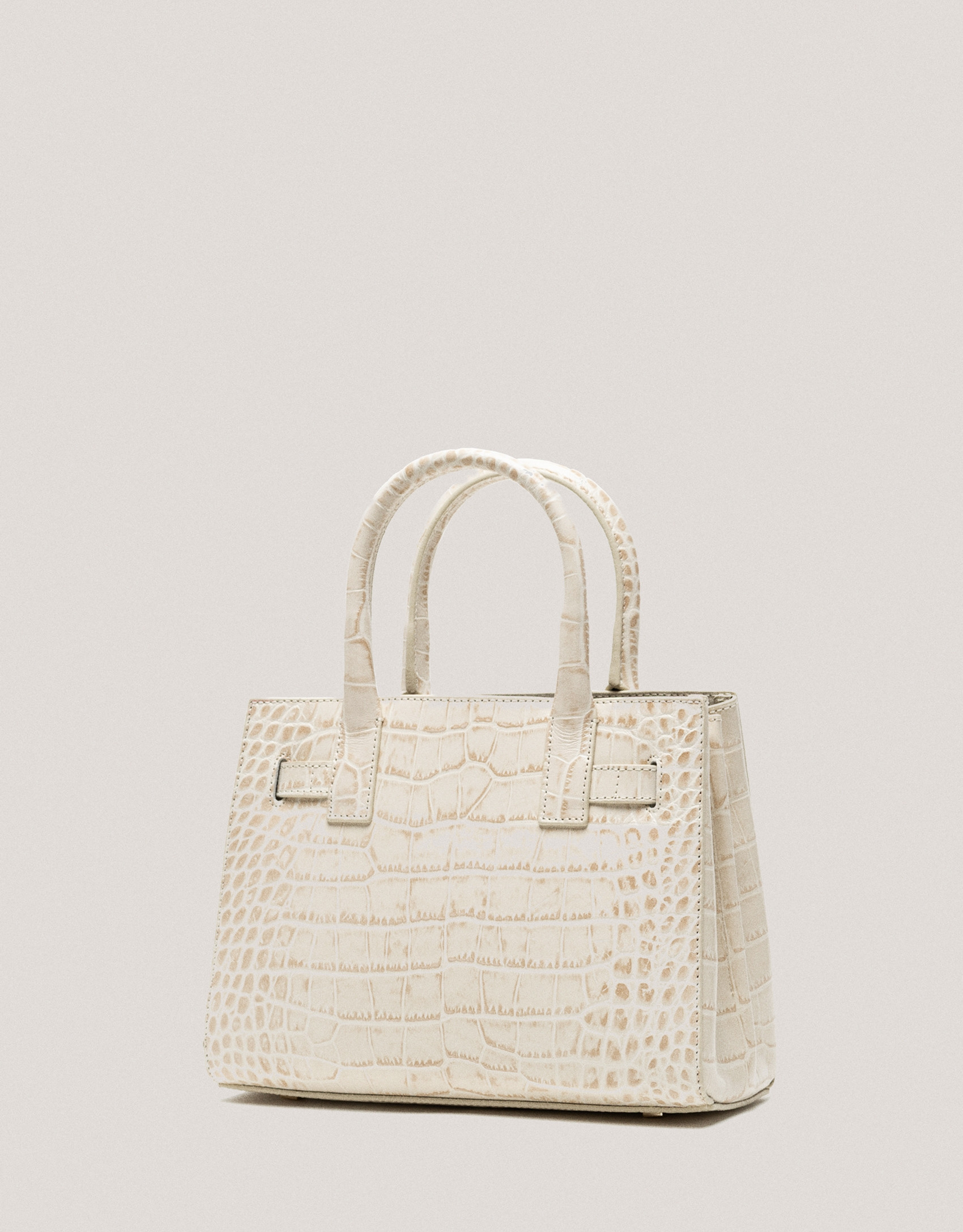 Bolso Satchel Mini Millie piel grabado coco beige