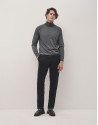 Grey melange wool turtle neck sweater