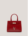 Satchel Mini Millie red alligator embossed leather