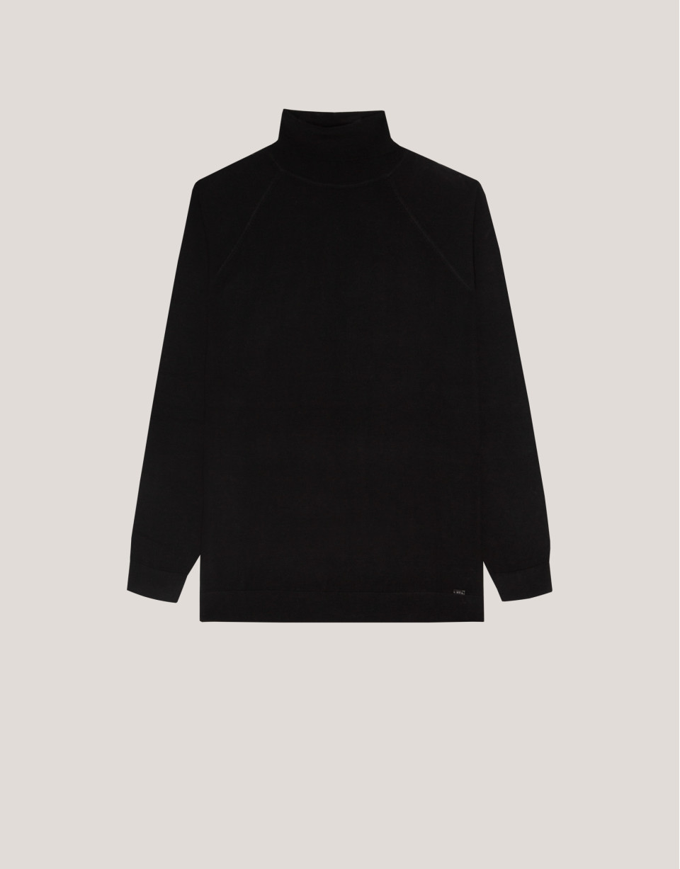 Jersey cuello cisne lana negro