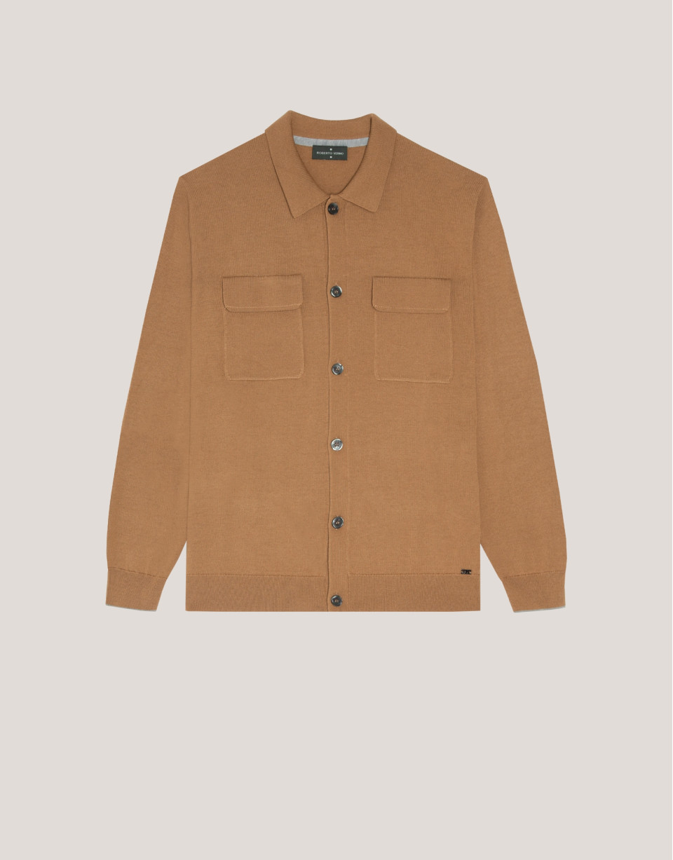 Camel wool jacket with pockets