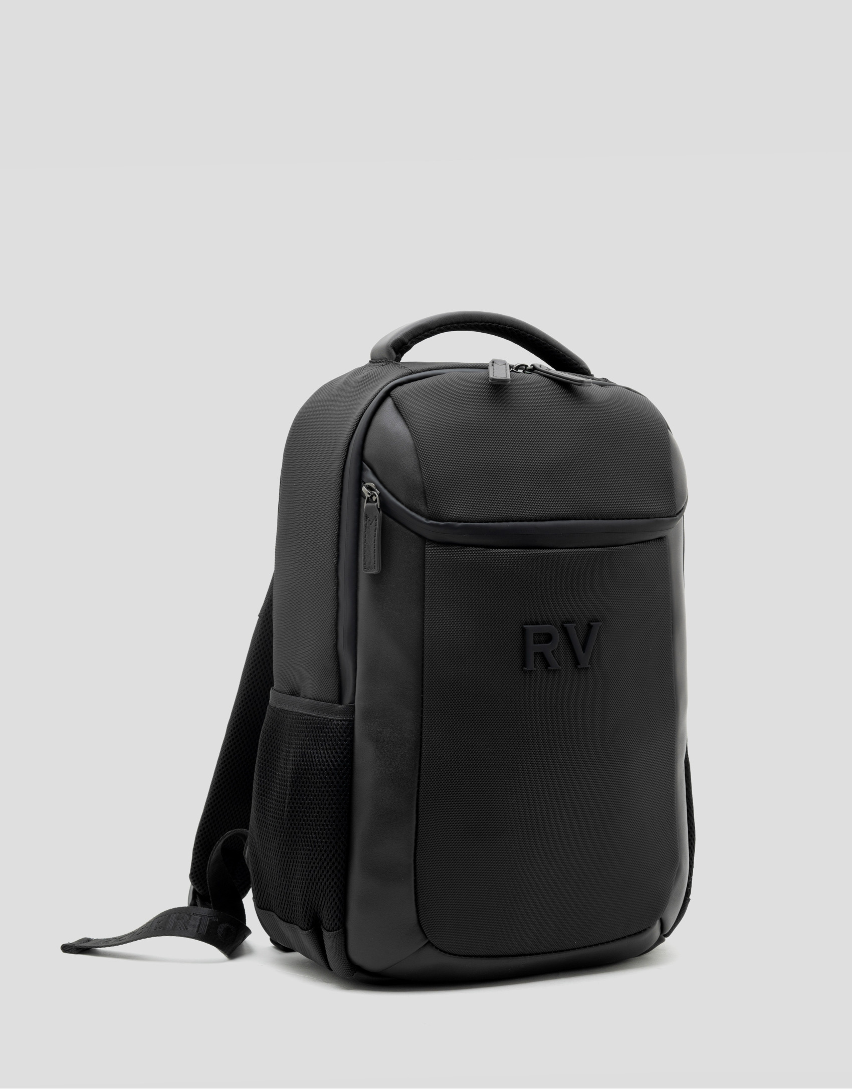 Mochila Mim nailon y piel negra