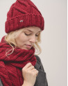 Gorro lana y alpaca punto ochos rojo