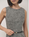 Sleeveless straight dress in black and grey ... | Roberto Verino