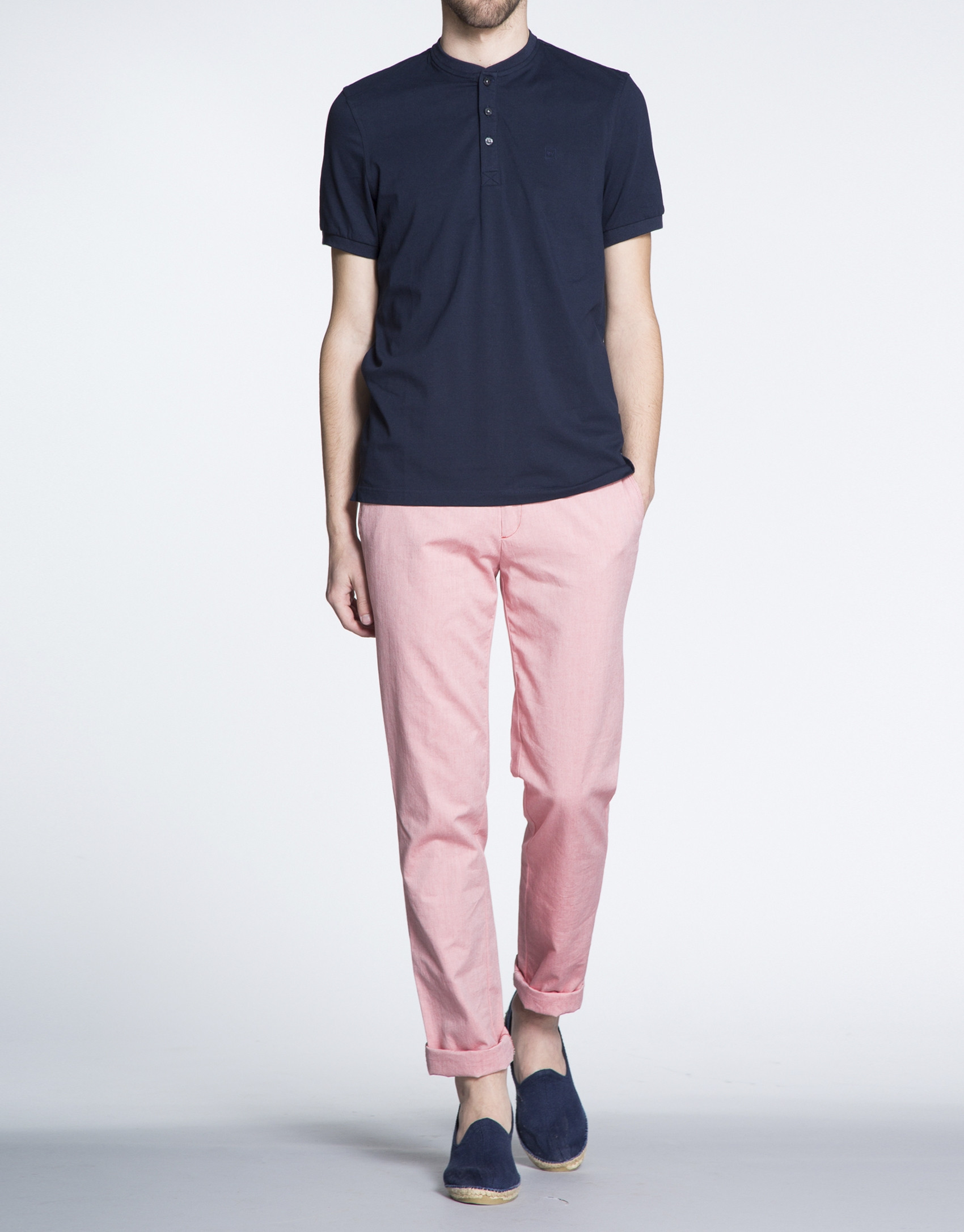 Plain navy blue V-neck top 