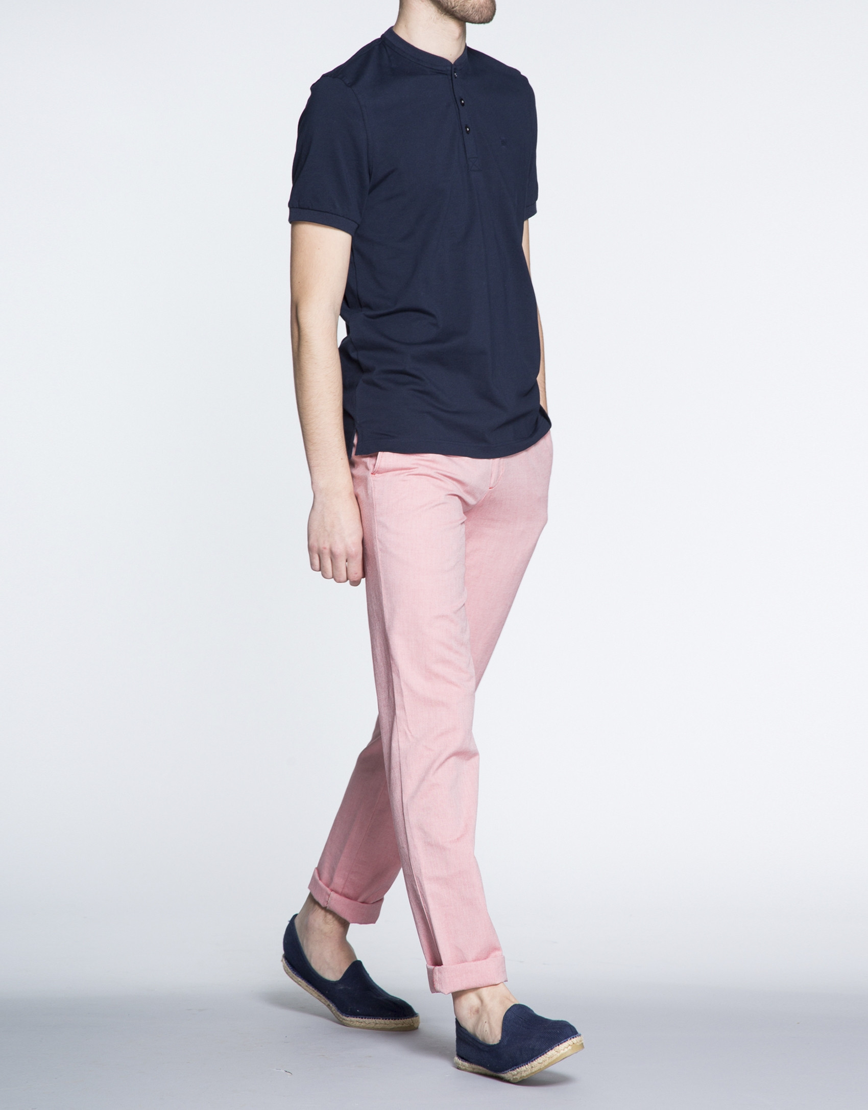 Plain navy blue V-neck top 