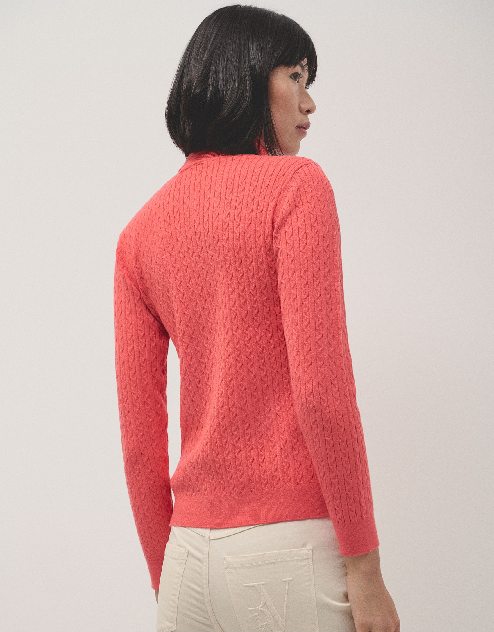Orange braided knitted jumper - Woman - AW2024 | Roberto Verino