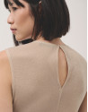 Beige shiny knit long sleeveless dress - Woman | Roberto Verino