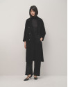 Long black double-breasted cloth coat - Woman | Roberto Verino