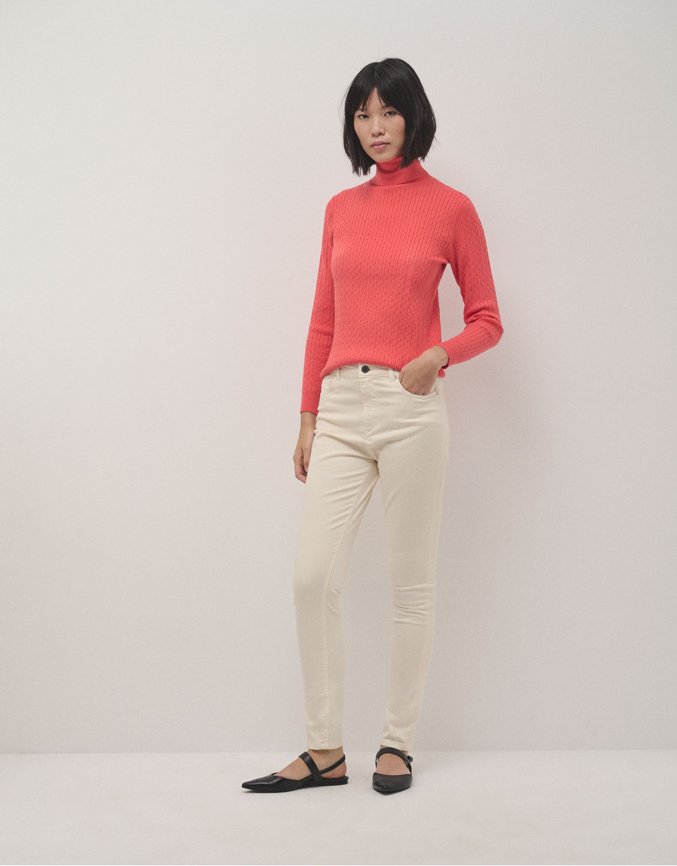 Jersey punto trenzado naranja - Mujer - OI2024 | Roberto Verino