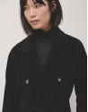 Long black double-breasted cloth coat - Woman | Roberto Verino