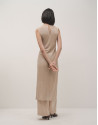 Beige shiny knit long sleeveless dress - Woman | Roberto Verino