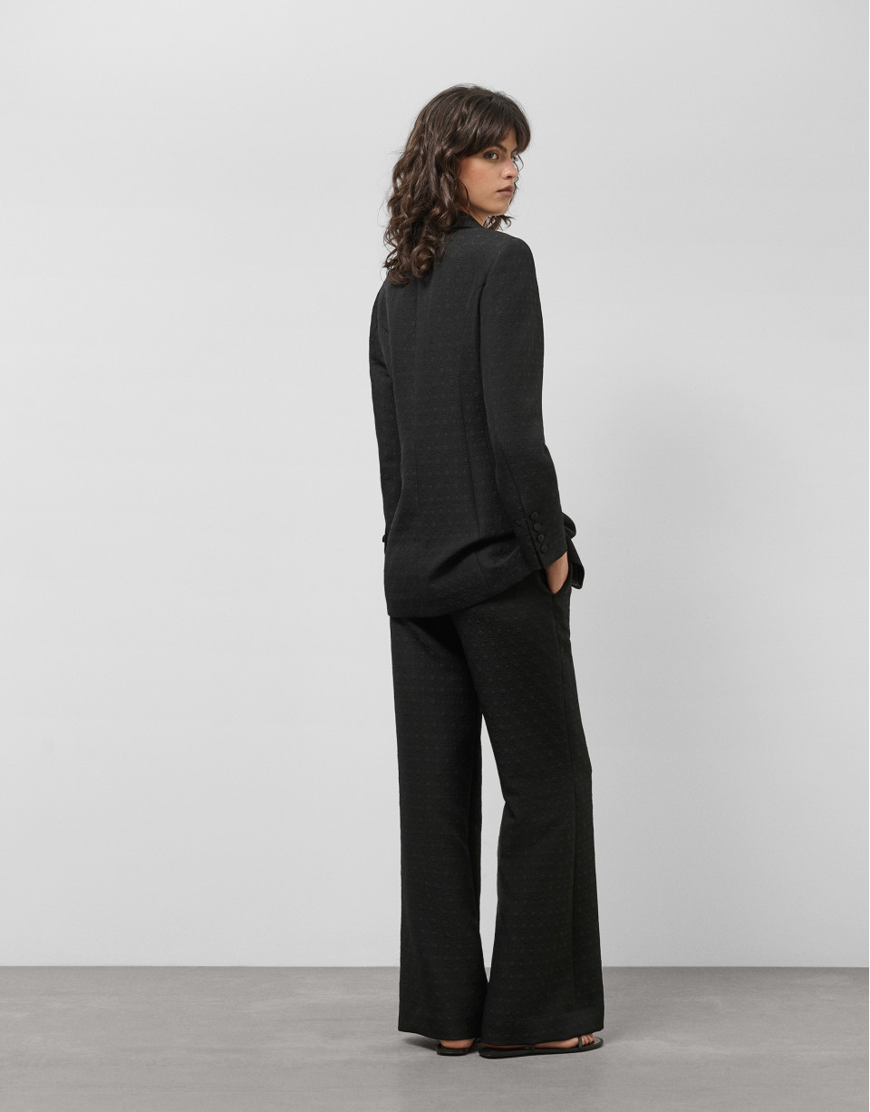Black blazer with embossed decorative button | Roberto Verino