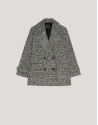 Black and white three-quarter tweed coat | Roberto Verino