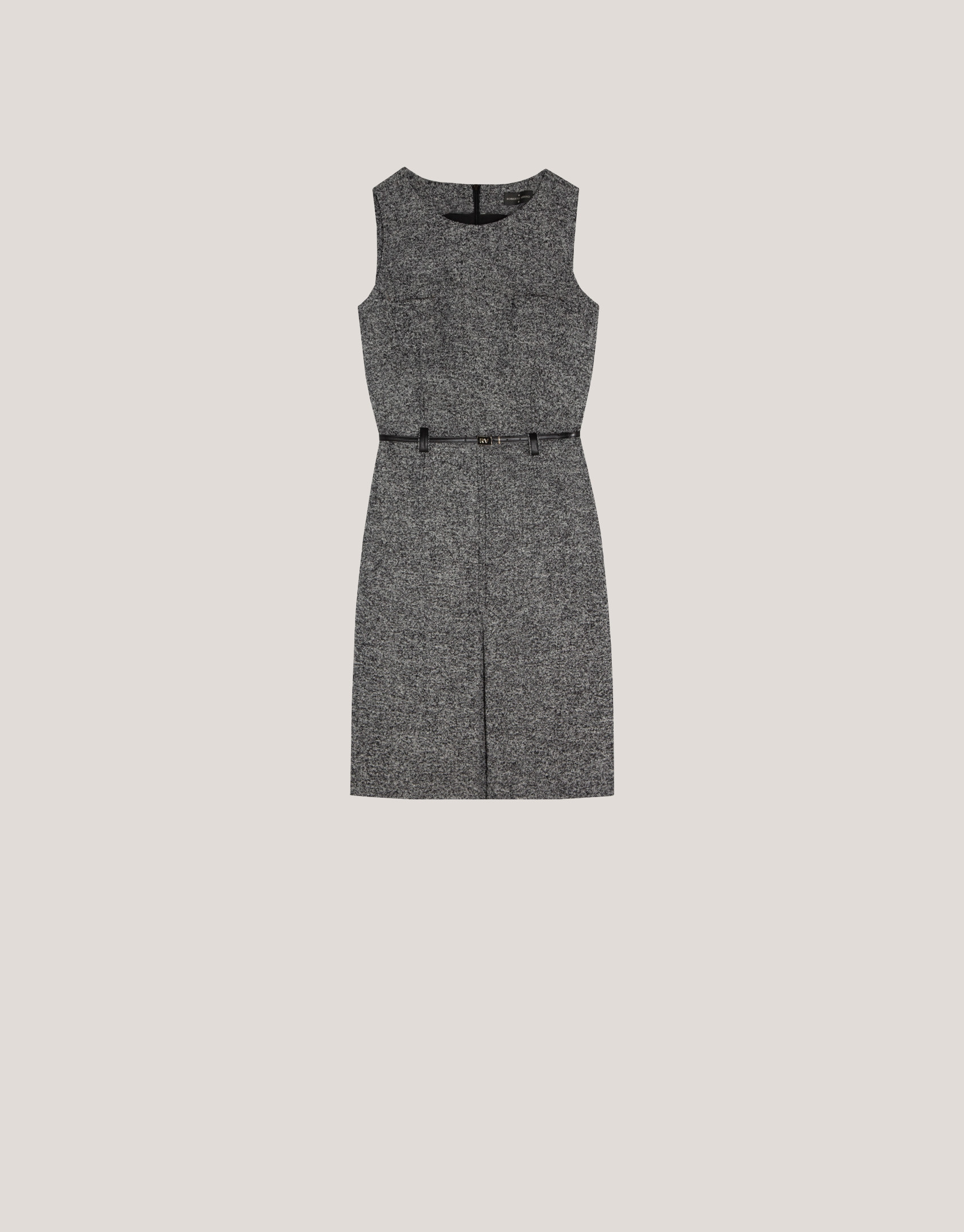 Vestido recto sin mangas ojo de perdiz negro ... | Roberto Verino