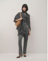 Long oversize grey knitted jacket