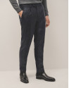 Pantalón pinzas cuadros tonos azules