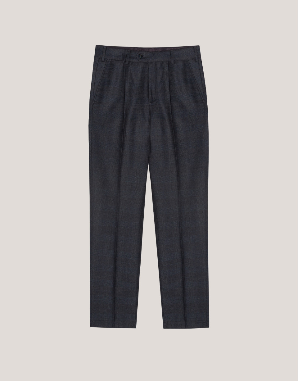 Pantalón pinzas cuadros tonos azules