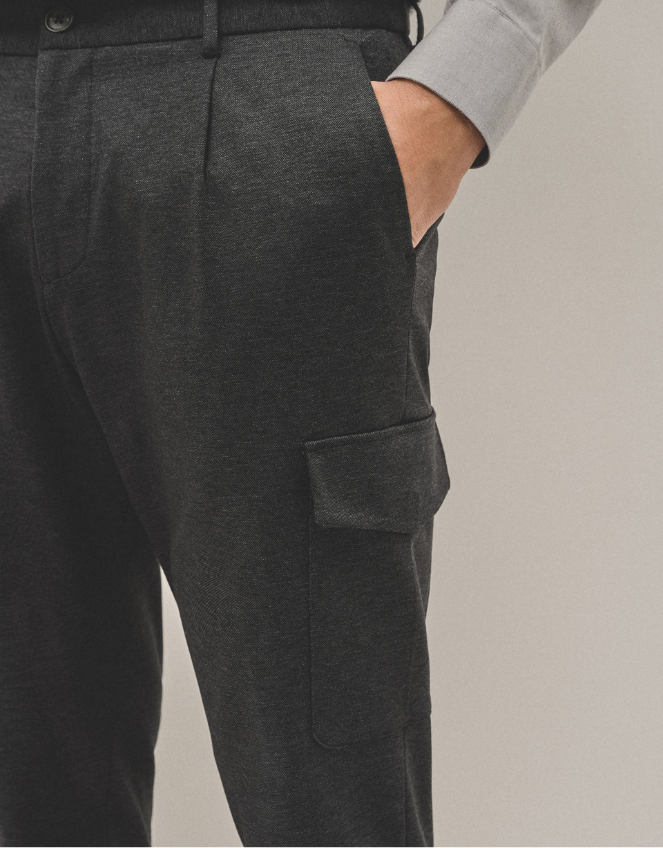 Dark grey twill cargo trousers - Man - AW2024 | Roberto Verino
