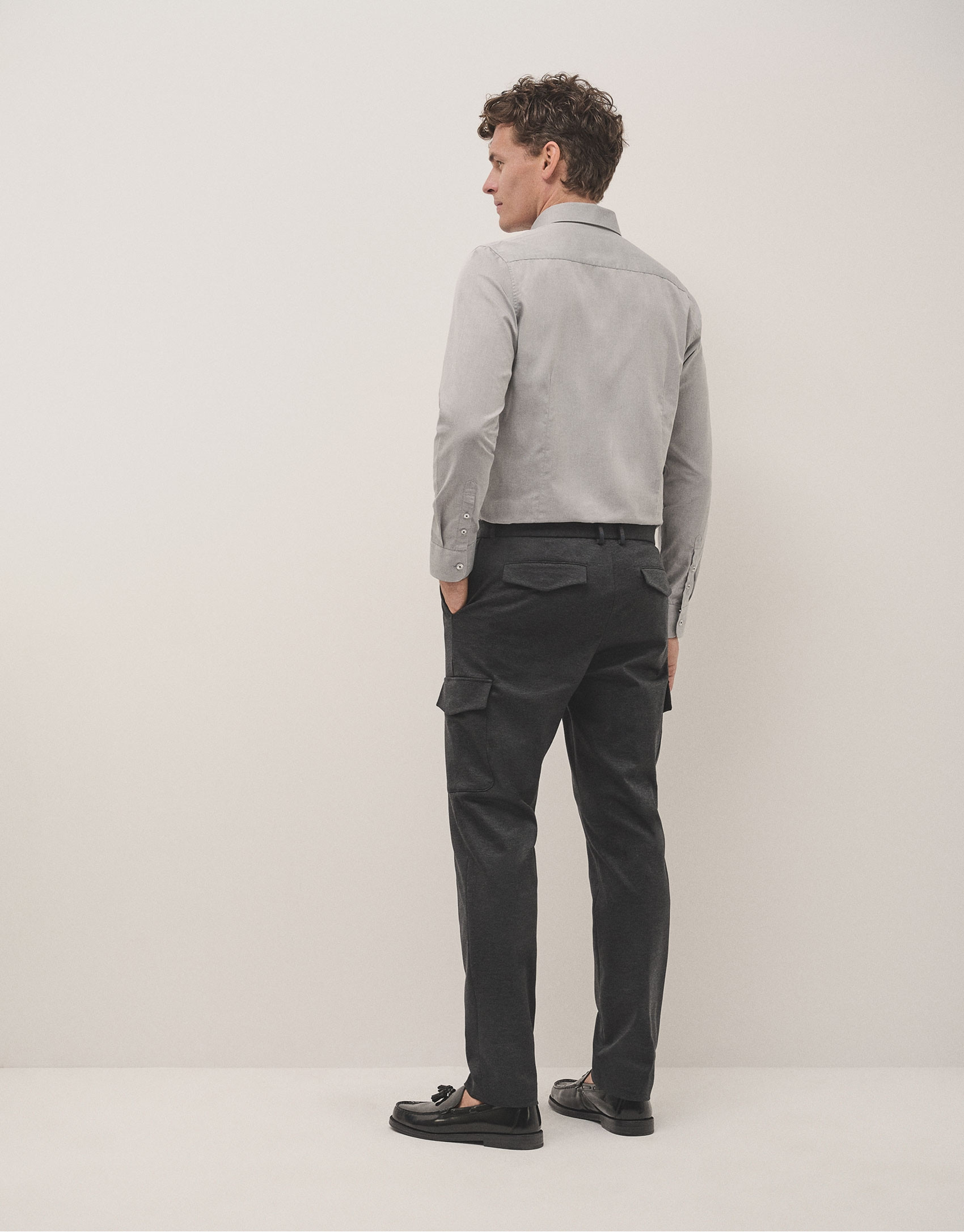 Dark grey twill cargo trousers - Man - AW2024 | Roberto Verino