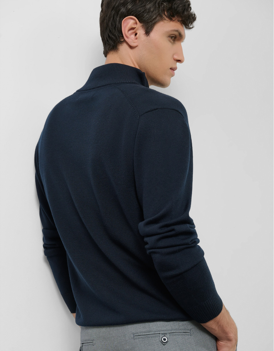 Chaqueta cremallera punto lana marino - Hombre | Roberto Verino