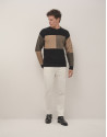 Tartan pattern jumper camel/black - Man | Roberto Verino