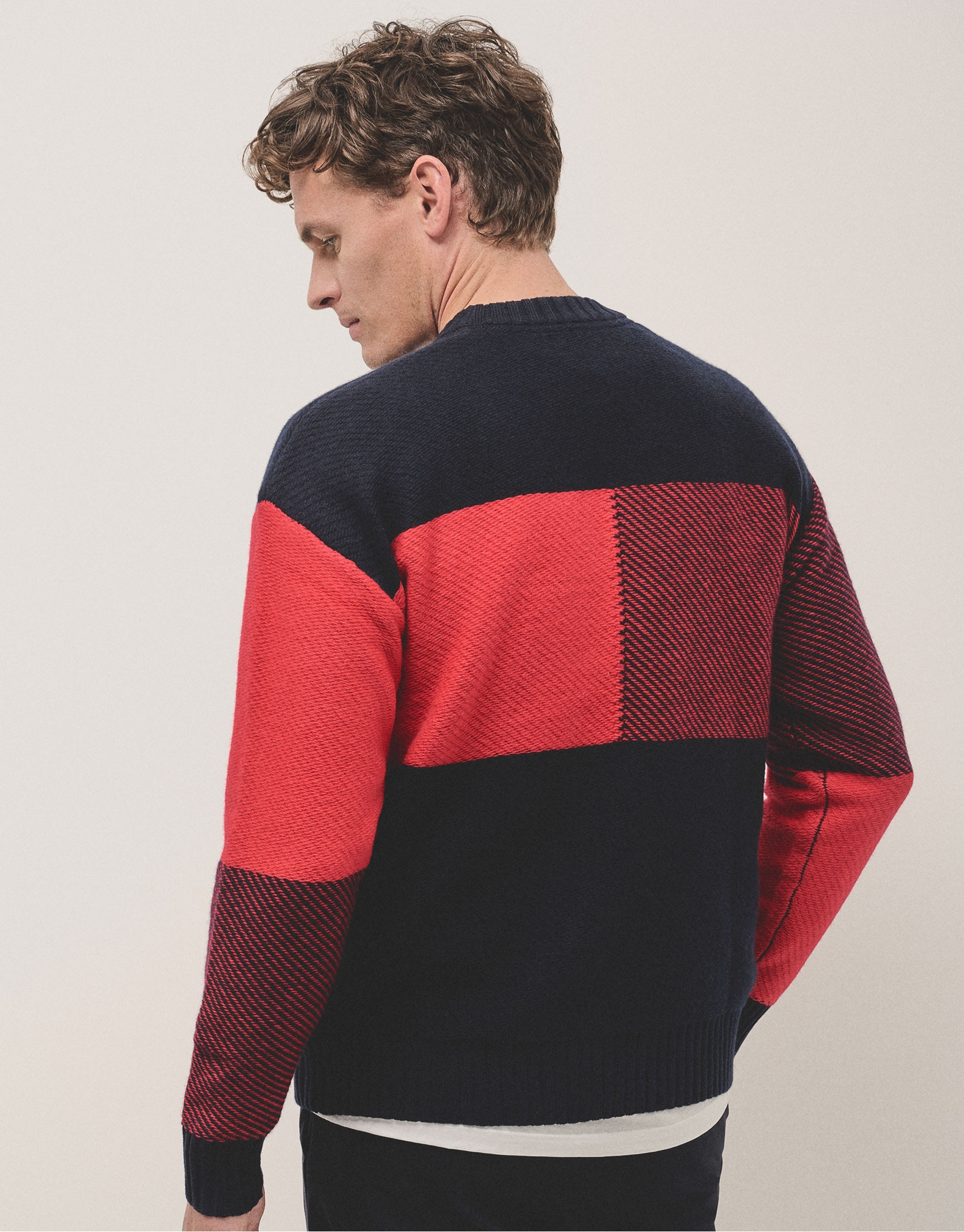 Tartan pattern jumper red/black - Man - AW2024 | Roberto Verino
