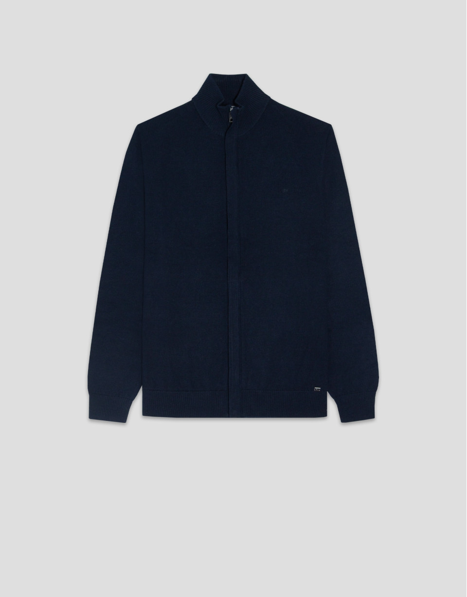 Chaqueta cremallera punto lana marino - Hombre | Roberto Verino