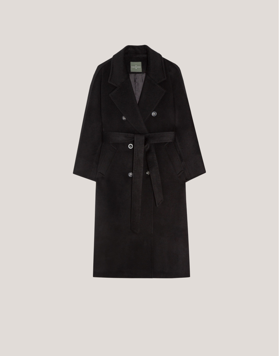 Long black double-breasted cloth coat