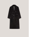 Long black double-breasted cloth coat