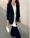 Black blazer with embossed decorative button