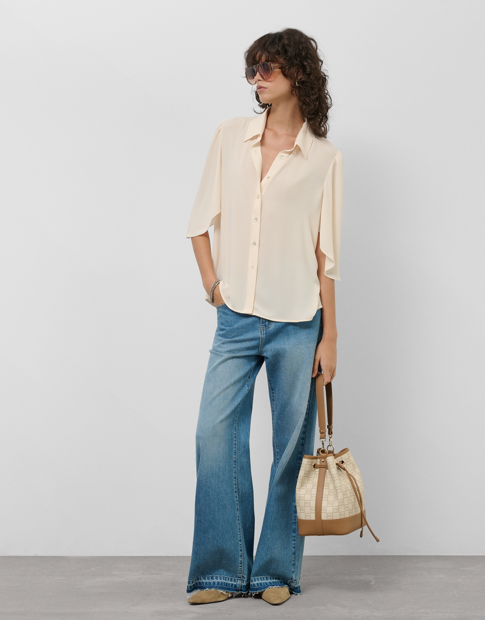 Pantalón ancho vaquero azul claro