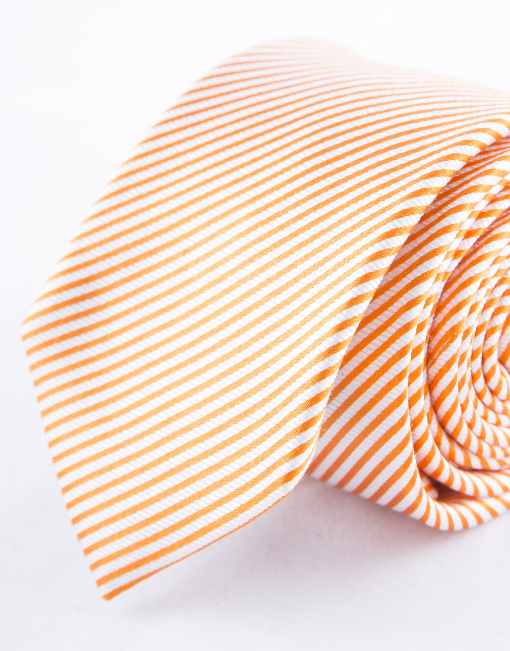 Orange and white striped tie 
