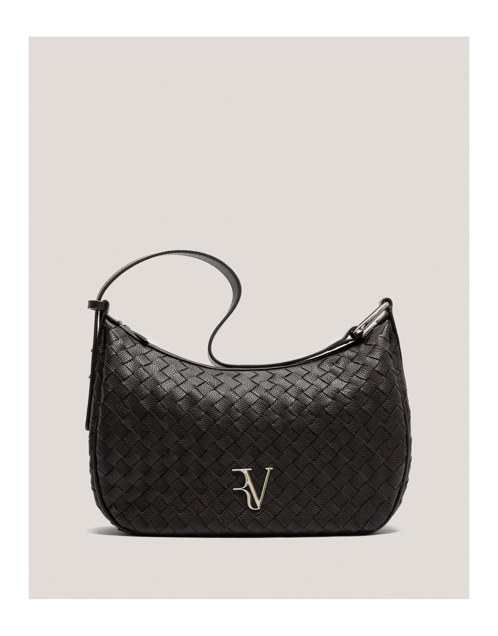 Bolso de hombro Erea Moon Maxi piel trenzada marrón