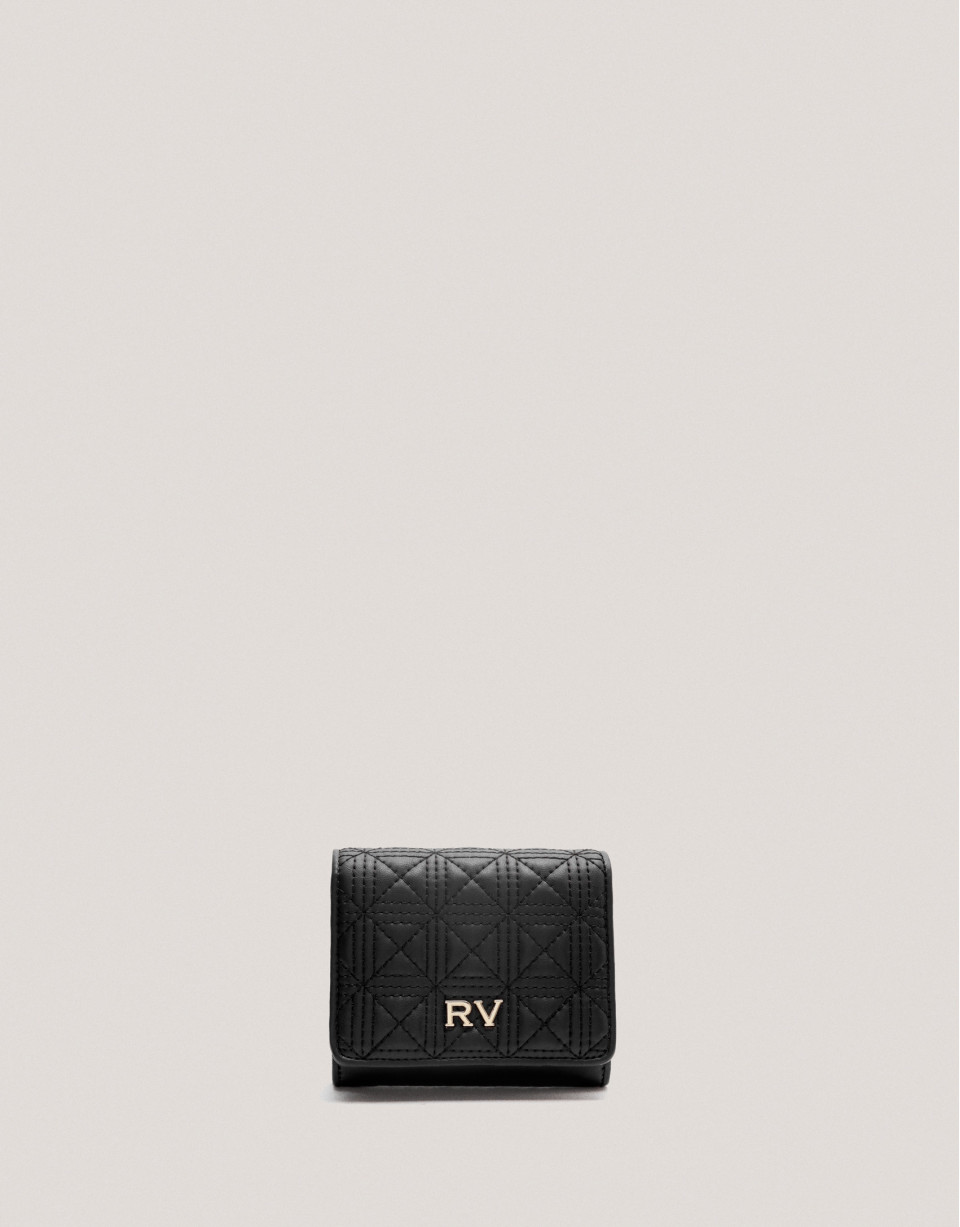 Black medium size Linda quilted leather wallet | Roberto Verino
