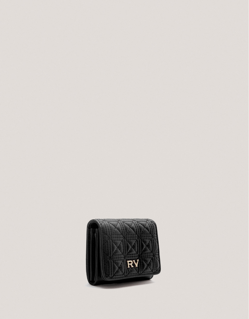 Black medium size Linda quilted leather wallet | Roberto Verino