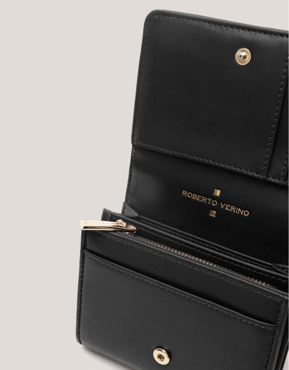 Black medium size Linda quilted leather wallet | Roberto Verino