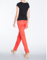 Red straight cotton pants with 5 pockets 