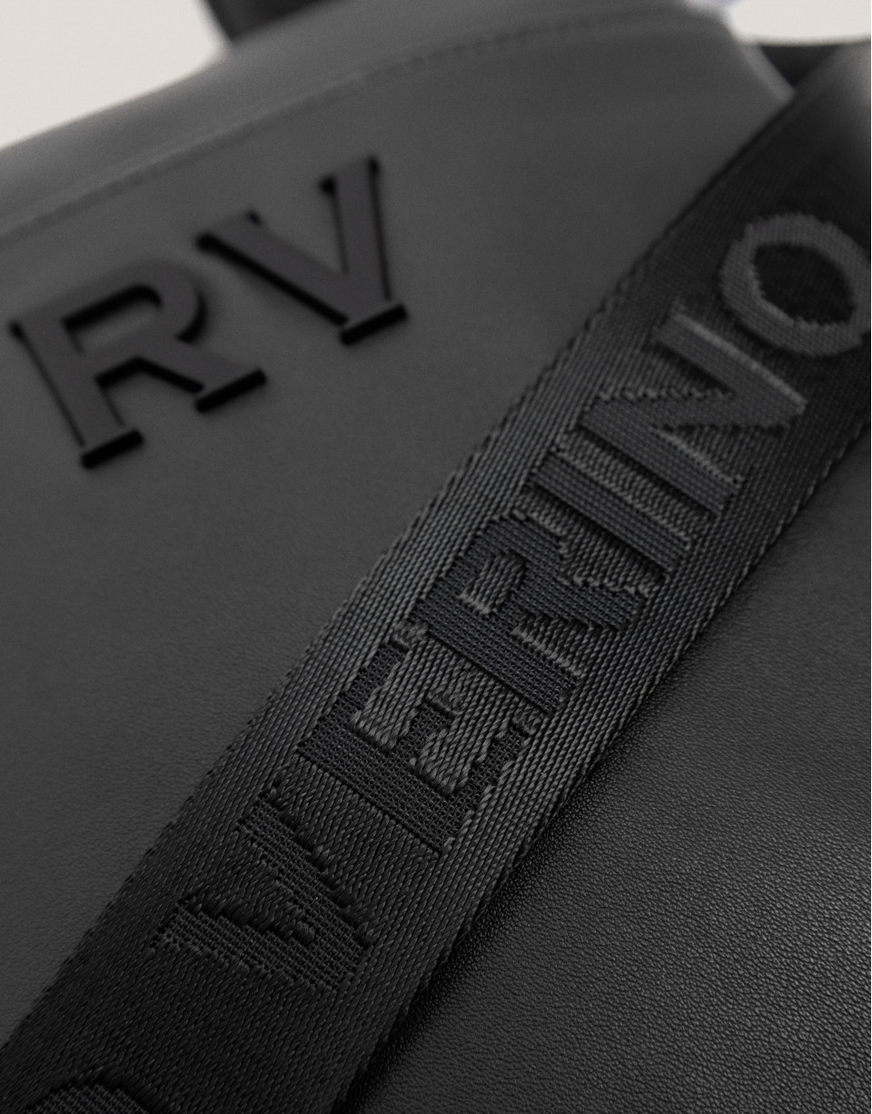 Bolso bandolera plana Mim piel negro