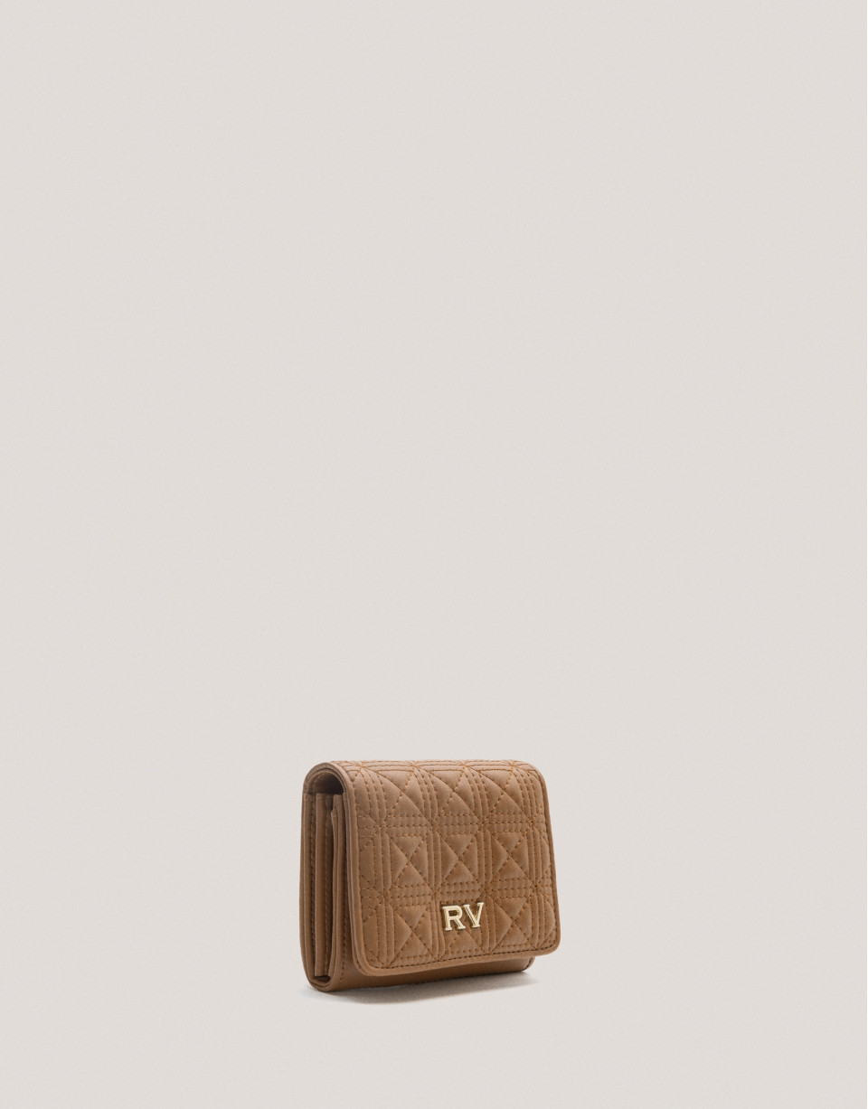 Camel medium size Linda quilted leather wallet | Roberto Verino