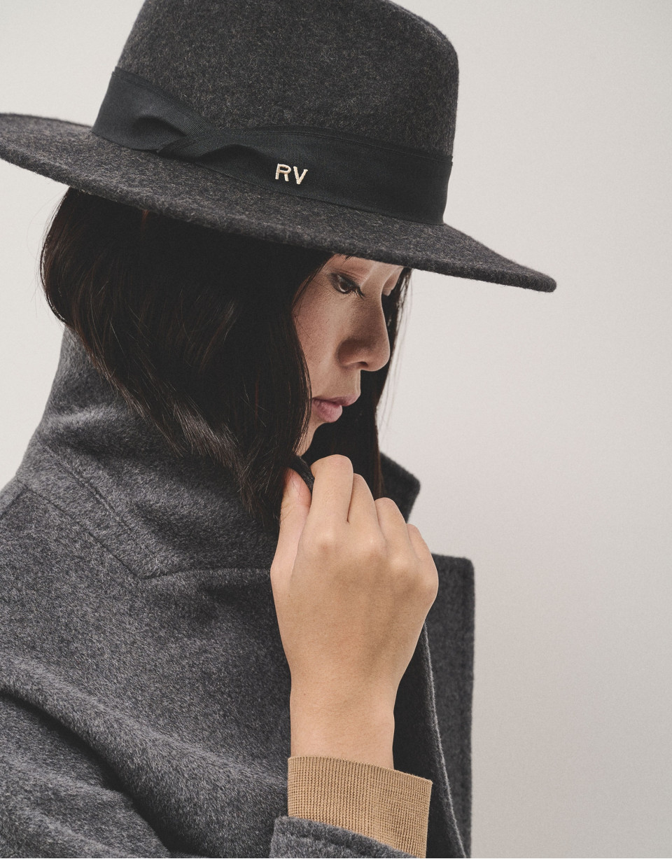 Sombrero ala ancha fieltro gris oscuro - Mujer | Roberto Verino