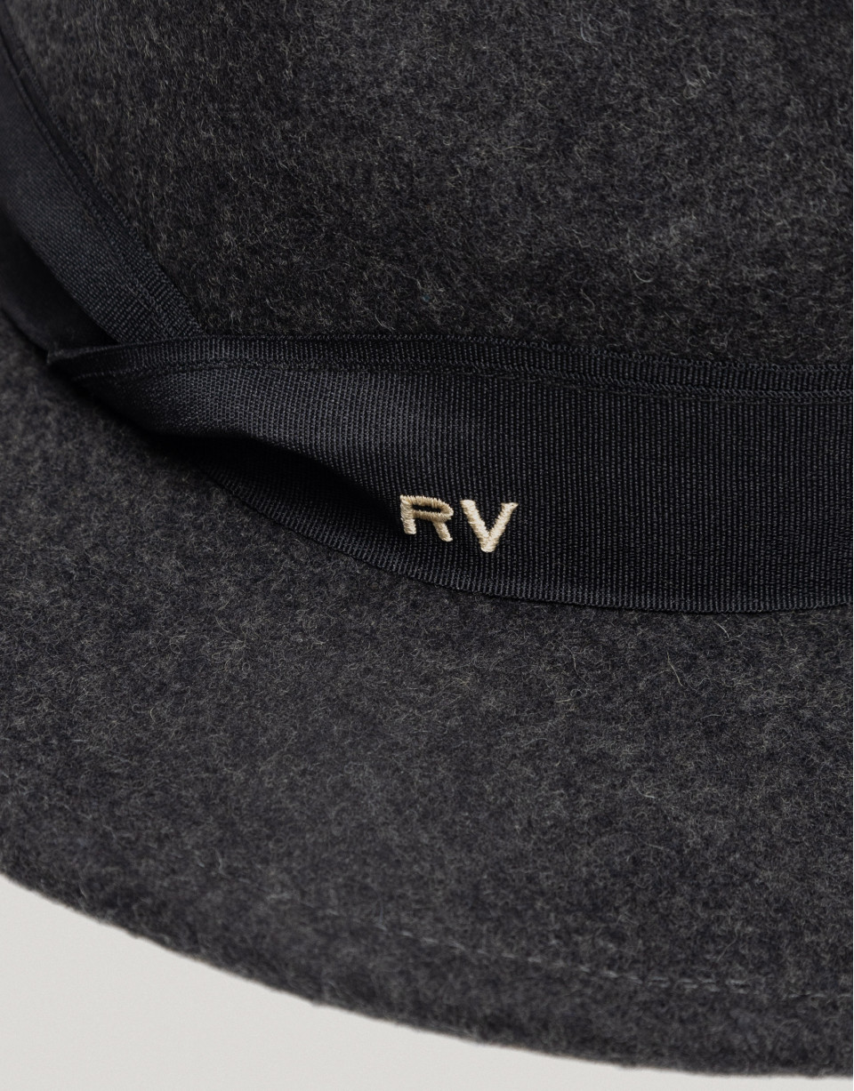 Dark gray, wide-brimmed felt hat - Woman | Roberto Verino