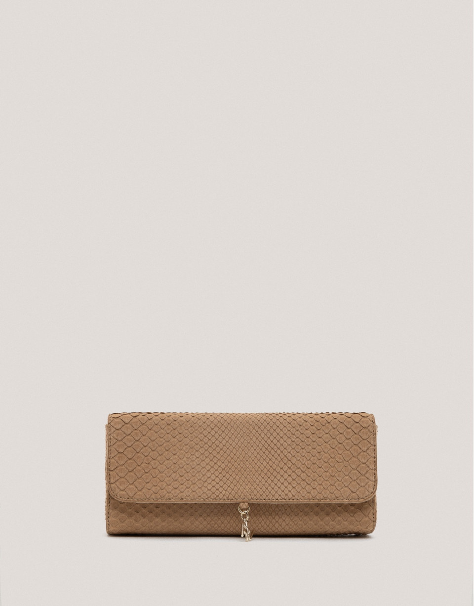 Bolso Clutch Ariana piel serpiente beige - Sale | Roberto Verino