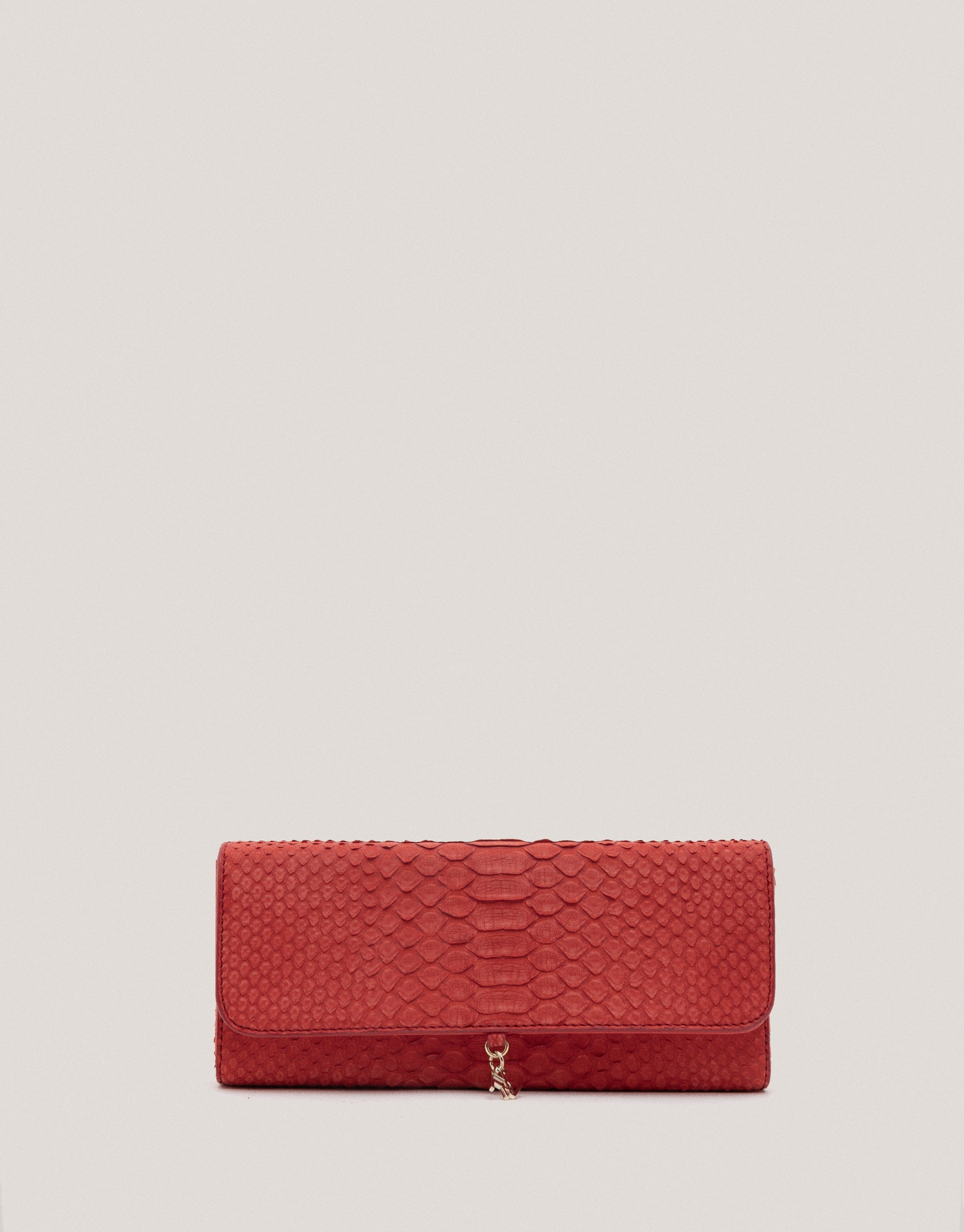 Crimson red snakeskin Ariana clutch bag - Sale | Roberto Verino