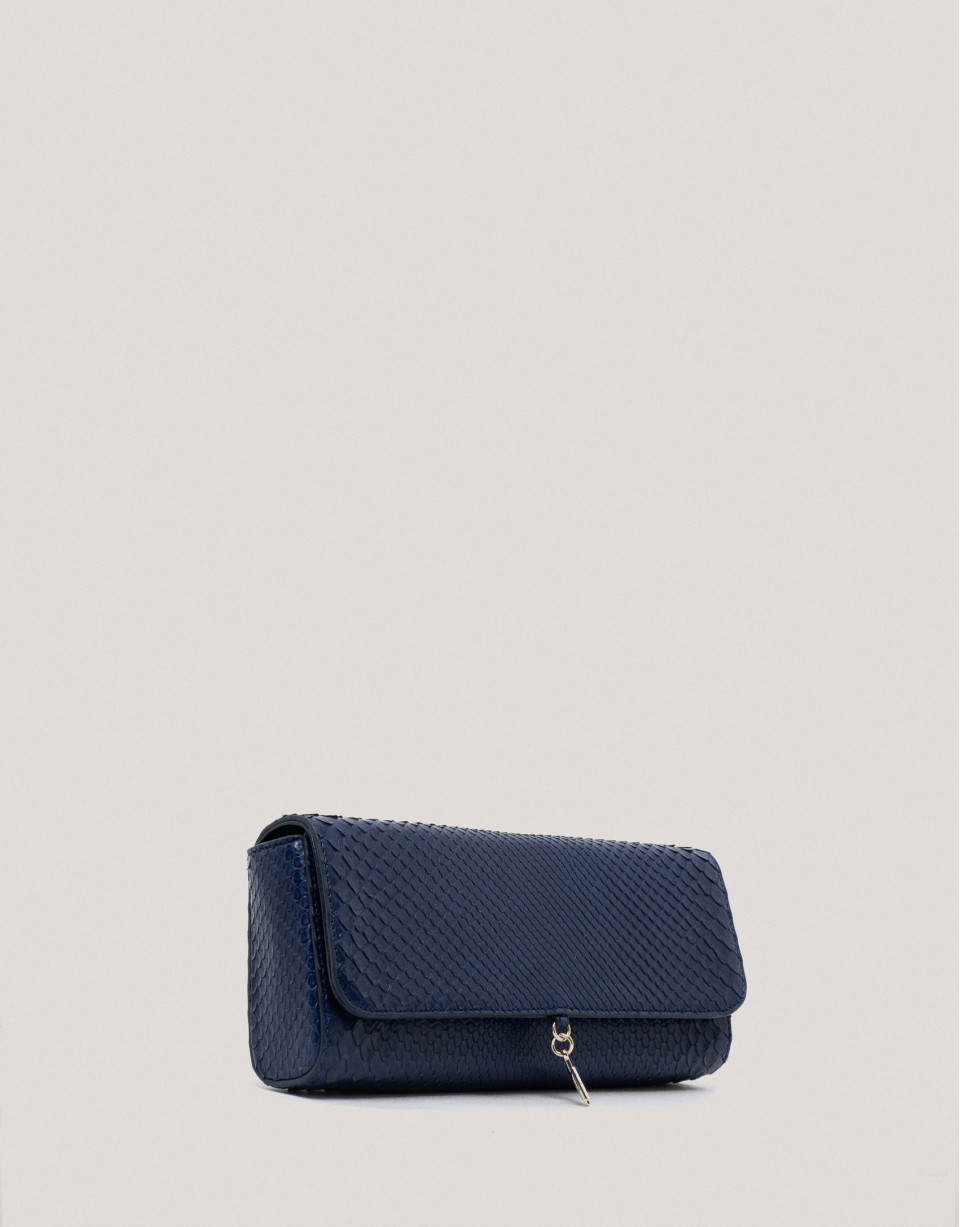 Bolso Clutch Ariana piel serpiente azul - Sale | Roberto Verino