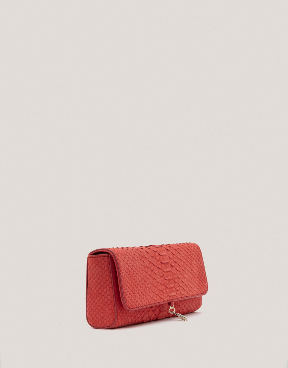 Crimson red snakeskin Ariana clutch bag - Sale | Roberto Verino