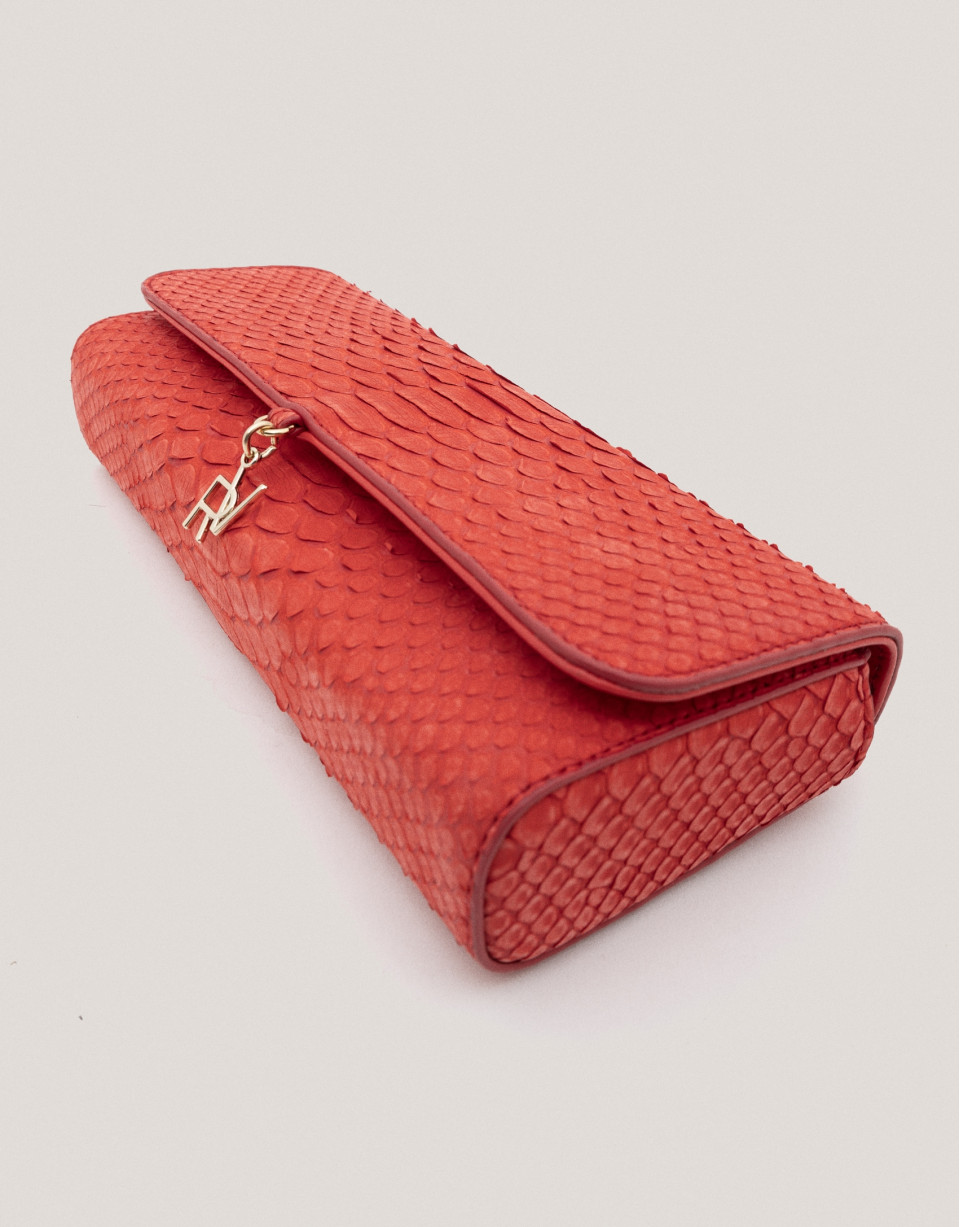 Crimson red snakeskin Ariana clutch bag - Sale | Roberto Verino