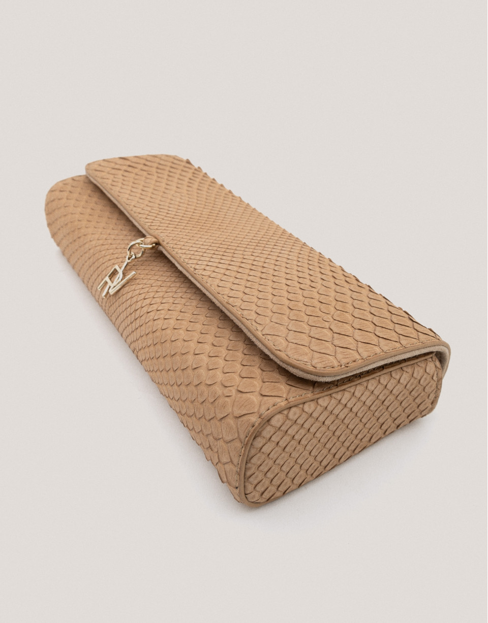 Bolso Clutch Ariana piel serpiente beige - Sale | Roberto Verino